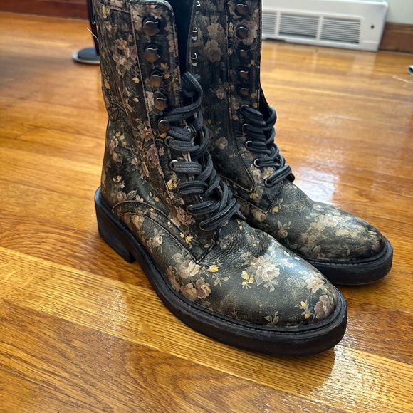 Free People Shoes - Free People Santa Fe Black Floral Combat Boots